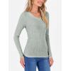 image:imageANRABESS Womens Long Sleeve Shirts V Neck Ribbed Knit Slim Fit Lightweight Sweater 2025 Fall Dressy Casual Travel Work TopsLight Green