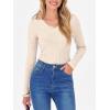 image:imageANRABESS Womens Long Sleeve Shirts V Neck Ribbed Knit Slim Fit Lightweight Sweater 2025 Fall Dressy Casual Travel Work TopsLight Khaki