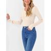 image:imageANRABESS Womens Long Sleeve Shirts V Neck Ribbed Knit Slim Fit Lightweight Sweater 2025 Fall Dressy Casual Travel Work TopsLight Khaki