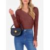 image:imageANRABESS Womens Long Sleeve Shirts V Neck Ribbed Knit Slim Fit Lightweight Sweater 2025 Fall Dressy Casual Travel Work TopsRust Orange