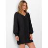 image:imageANRABESS Womens Long Sleeve V Neck Oversized Cable Knit Mini Sweater Dresses 2025 Winter Fall Trendy Pullover Tunic Outfits Black XLarge