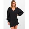 image:imageANRABESS Womens Long Sleeve V Neck Oversized Cable Knit Mini Sweater Dresses 2025 Winter Fall Trendy Pullover Tunic Outfits Black XLarge