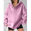image:imageANRABESS Womens Oversized Hoodies V Neck Sweatshirts Fleece Long Sleeve Pullover Y2K Clothes 2025 Fall Trendy OutfitsBright Pink