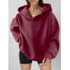 image:imageANRABESS Womens Oversized Hoodies V Neck Sweatshirts Fleece Long Sleeve Pullover Y2K Clothes 2025 Fall Trendy OutfitsDark Red