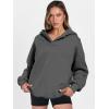 image:imageANRABESS Womens Oversized Hoodies V Neck Sweatshirts Fleece Long Sleeve Pullover Y2K Clothes 2025 Fall Trendy OutfitsDeep Grey