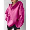 image:imageANRABESS Womens Oversized Hoodies V Neck Sweatshirts Fleece Long Sleeve Pullover Y2K Clothes 2025 Fall Trendy OutfitsHot Pink
