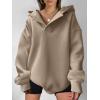 image:imageANRABESS Womens Oversized Hoodies V Neck Sweatshirts Fleece Long Sleeve Pullover Y2K Clothes 2025 Fall Trendy OutfitsKhaki Brown