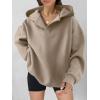 image:imageANRABESS Womens Oversized Hoodies V Neck Sweatshirts Fleece Long Sleeve Pullover Y2K Clothes 2025 Fall Trendy OutfitsKhaki Brown