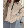 image:imageANRABESS Womens Quarter Zip Sweaters Fall Long Sleeve V Neck Shirts Collared Business Casual Tops Knit Pullover SweatshirtsAlmond