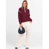 image:imageANRABESS Womens Quarter Zip Sweaters Fall Long Sleeve V Neck Shirts Collared Business Casual Tops Knit Pullover SweatshirtsBurgund