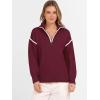 image:imageANRABESS Womens Quarter Zip Sweaters Fall Long Sleeve V Neck Shirts Collared Business Casual Tops Knit Pullover SweatshirtsBurgund