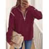 image:imageANRABESS Womens Quarter Zip Sweaters Fall Long Sleeve V Neck Shirts Collared Business Casual Tops Knit Pullover SweatshirtsBurgund