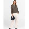 image:imageANRABESS Womens Quarter Zip Sweaters Fall Long Sleeve V Neck Shirts Collared Business Casual Tops Knit Pullover SweatshirtsCoffee