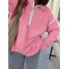 image:imageANRABESS Womens Quarter Zip Sweaters Fall Long Sleeve V Neck Shirts Collared Business Casual Tops Knit Pullover SweatshirtsCoral Pink