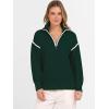 image:imageANRABESS Womens Quarter Zip Sweaters Fall Long Sleeve V Neck Shirts Collared Business Casual Tops Knit Pullover SweatshirtsDark Green