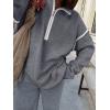 image:imageANRABESS Womens Quarter Zip Sweaters Fall Long Sleeve V Neck Shirts Collared Business Casual Tops Knit Pullover SweatshirtsDark Grey