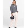 image:imageANRABESS Womens Quarter Zip Sweaters Fall Long Sleeve V Neck Shirts Collared Business Casual Tops Knit Pullover SweatshirtsDark Grey