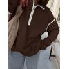 image:imageANRABESS Womens Quarter Zip Sweaters Fall Long Sleeve V Neck Shirts Collared Business Casual Tops Knit Pullover SweatshirtsDeep Coffee