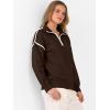image:imageANRABESS Womens Quarter Zip Sweaters Fall Long Sleeve V Neck Shirts Collared Business Casual Tops Knit Pullover SweatshirtsDeep Coffee