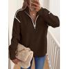 image:imageANRABESS Womens Quarter Zip Sweaters Fall Long Sleeve V Neck Shirts Collared Business Casual Tops Knit Pullover SweatshirtsDeep Coffee