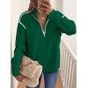 image:imageANRABESS Womens Quarter Zip Sweaters Fall Long Sleeve V Neck Shirts Collared Business Casual Tops Knit Pullover SweatshirtsForest Green