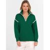 image:imageANRABESS Womens Quarter Zip Sweaters Fall Long Sleeve V Neck Shirts Collared Business Casual Tops Knit Pullover SweatshirtsForest Green