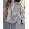 image:imageANRABESS Womens Quarter Zip Sweaters Fall Long Sleeve V Neck Shirts Collared Business Casual Tops Knit Pullover SweatshirtsGrey