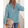 image:imageANRABESS Womens Quarter Zip Sweaters Fall Long Sleeve V Neck Shirts Collared Business Casual Tops Knit Pullover SweatshirtsLight Blue