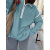 image:imageANRABESS Womens Quarter Zip Sweaters Fall Long Sleeve V Neck Shirts Collared Business Casual Tops Knit Pullover SweatshirtsLight Blue