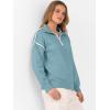 image:imageANRABESS Womens Quarter Zip Sweaters Fall Long Sleeve V Neck Shirts Collared Business Casual Tops Knit Pullover SweatshirtsLight Blue