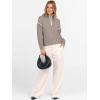 image:imageANRABESS Womens Quarter Zip Sweaters Fall Long Sleeve V Neck Shirts Collared Business Casual Tops Knit Pullover SweatshirtsLight Khkai