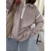 image:imageANRABESS Womens Quarter Zip Sweaters Fall Long Sleeve V Neck Shirts Collared Business Casual Tops Knit Pullover SweatshirtsLight Khkai