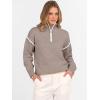 image:imageANRABESS Womens Quarter Zip Sweaters Fall Long Sleeve V Neck Shirts Collared Business Casual Tops Knit Pullover SweatshirtsLight Khkai