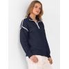 image:imageANRABESS Womens Quarter Zip Sweaters Fall Long Sleeve V Neck Shirts Collared Business Casual Tops Knit Pullover SweatshirtsNavy Blue