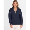 image:imageANRABESS Womens Quarter Zip Sweaters Fall Long Sleeve V Neck Shirts Collared Business Casual Tops Knit Pullover SweatshirtsNavy Blue