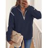 image:imageANRABESS Womens Quarter Zip Sweaters Fall Long Sleeve V Neck Shirts Collared Business Casual Tops Knit Pullover SweatshirtsNavy Blue