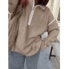 image:imageANRABESS Womens Quarter Zip Sweaters Fall Long Sleeve V Neck Shirts Collared Business Casual Tops Knit Pullover SweatshirtsTan
