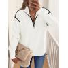 image:imageANRABESS Womens Quarter Zip Sweaters Fall Long Sleeve V Neck Shirts Collared Business Casual Tops Knit Pullover SweatshirtsWhite
