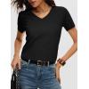 image:imageANRABESS Womens Short Sleeve Sweaters Cropped V Neck Business Casual Lightweight Sweater Tops Summer Spring Clothes 2026Black