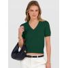 image:imageANRABESS Womens Short Sleeve Sweaters Cropped V Neck Business Casual Lightweight Sweater Tops Summer Spring Clothes 2026Forest Green