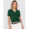image:imageANRABESS Womens Short Sleeve Sweaters Cropped V Neck Business Casual Lightweight Sweater Tops Summer Spring Clothes 2026Forest Green