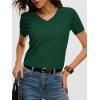 image:imageANRABESS Womens Short Sleeve Sweaters Cropped V Neck Business Casual Lightweight Sweater Tops Summer Spring Clothes 2026Forest Green