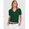 image:imageANRABESS Womens Short Sleeve Sweaters Cropped V Neck Business Casual Lightweight Sweater Tops Summer Spring Clothes 2026Forest Green