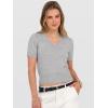image:imageANRABESS Womens Short Sleeve Sweaters Cropped V Neck Business Casual Lightweight Sweater Tops Summer Spring Clothes 2026Grey