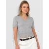 image:imageANRABESS Womens Short Sleeve Sweaters Cropped V Neck Business Casual Lightweight Sweater Tops Summer Spring Clothes 2026Grey