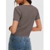 image:imageANRABESS Womens Short Sleeve Sweaters Cropped V Neck Business Casual Lightweight Sweater Tops Summer Spring Clothes 2026Light Coffee