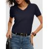 image:imageANRABESS Womens Short Sleeve Sweaters Cropped V Neck Business Casual Lightweight Sweater Tops Summer Spring Clothes 2026Navy Blue