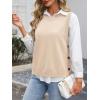 image:imageANRABESS Womens Sweater Vest Summer Sleeveless Crewneck Ribbed Knit Side Button Loose Pullover Tank Tops 2025 Fall OutfitsBeige