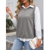 image:imageANRABESS Womens Sweater Vest Summer Sleeveless Crewneck Ribbed Knit Side Button Loose Pullover Tank Tops 2025 Fall OutfitsGray