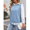 image:imageANRABESS Womens Sweater Vest Summer Sleeveless Crewneck Ribbed Knit Side Button Loose Pullover Tank Tops 2025 Fall OutfitsLight Blue